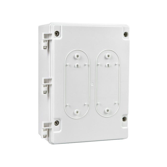 Rear panel of Bromic Affinity Smart-Heat On-Off controller with mounting points and sealed cable entry areas for outdoor heater installation