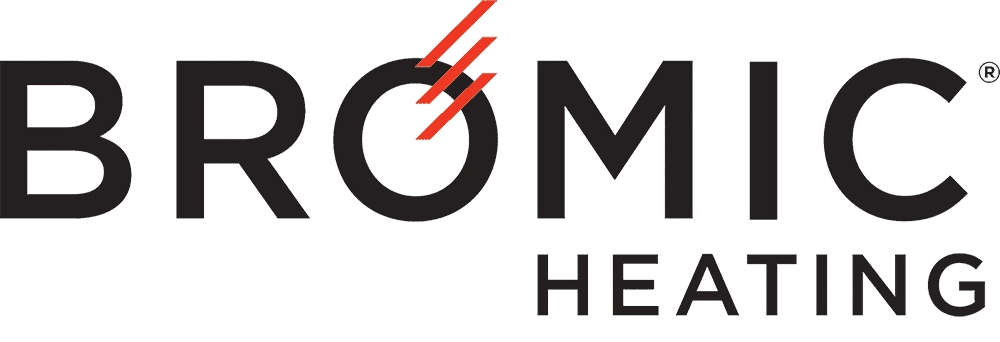 Bromic Heating logo featuring black lettering with red accent slashes through the letter O on a white background, representing the Bromic outdoor heating brand.