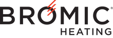 Bromic Heating logo featuring black lettering with red accent slashes through the letter O on a white background, representing the Bromic outdoor heating brand.