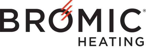 Bromic Heating logo featuring black lettering with red accent slashes through the letter O on a white background, representing the Bromic outdoor heating brand.