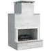Angled front view of the Cal Flame Escape Fireplace Cancun unit with stucco exterior and tile top.