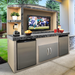 Outdoor entertainment center with stone countertop, storage, and TV area from Cal Flame ODC-1.