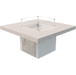 Square Sedona 48-inch Cal Flame fire pit with glass wind guard shown on white background.