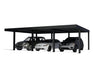 Cutout image showing the Oslo 20x30  carport providing overhead protection for three parked vehicles