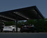Integrated LED lighting system installed under the Oslo carport roof for nighttime visibility
