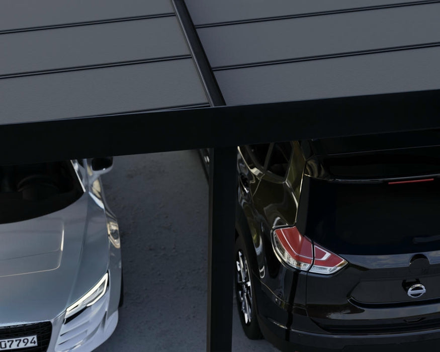 Detail view of resilient roof panels used on the Oslo carport for weather protection
