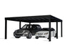 Cutout view of the Oslo carport providing overhead protection for two parked vehicles