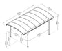 Diagram of the Canopia Vitoria 5000 10x16 Carport with detailed measurements for width, height, and length.