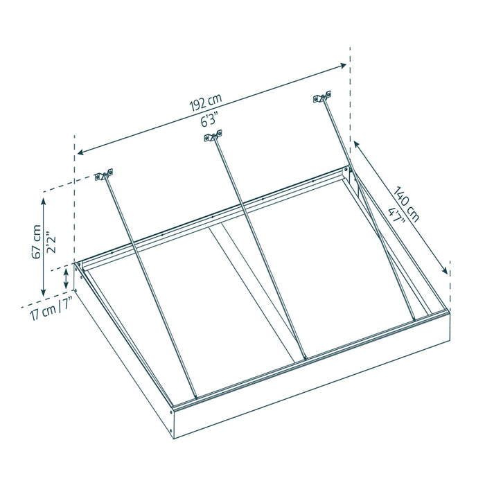 Detailed diagram of Canopia XL 2000 Awning dimensions, illustrating size and measurements.