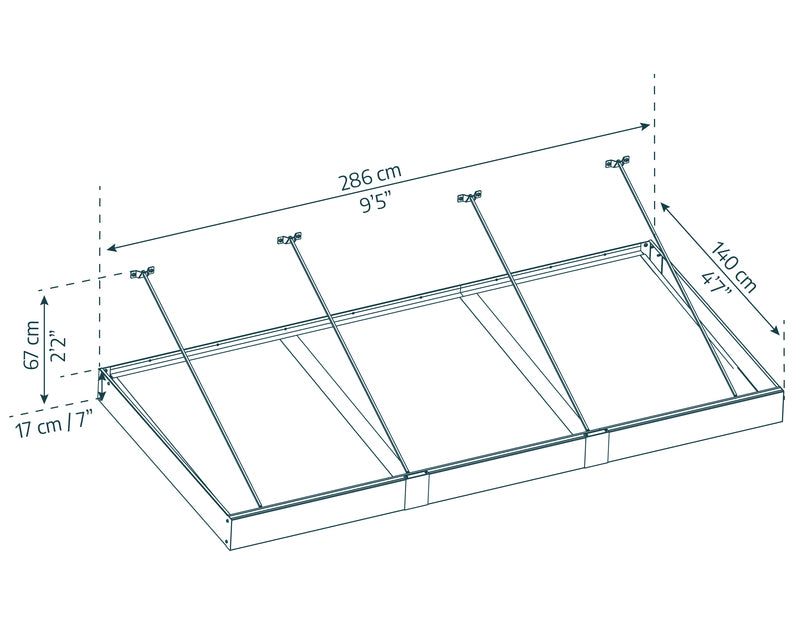 Dimension diagram of the Canopia XL 3000 Awning, showing detailed size specifications.