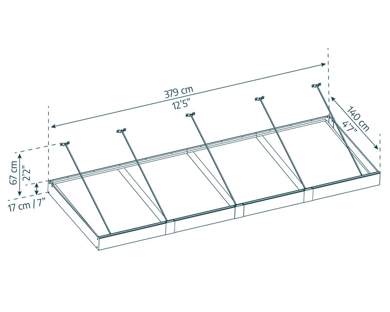 Measurement schematic of the Canopia XL 4000 Awning, detailing its dimensions and structure.