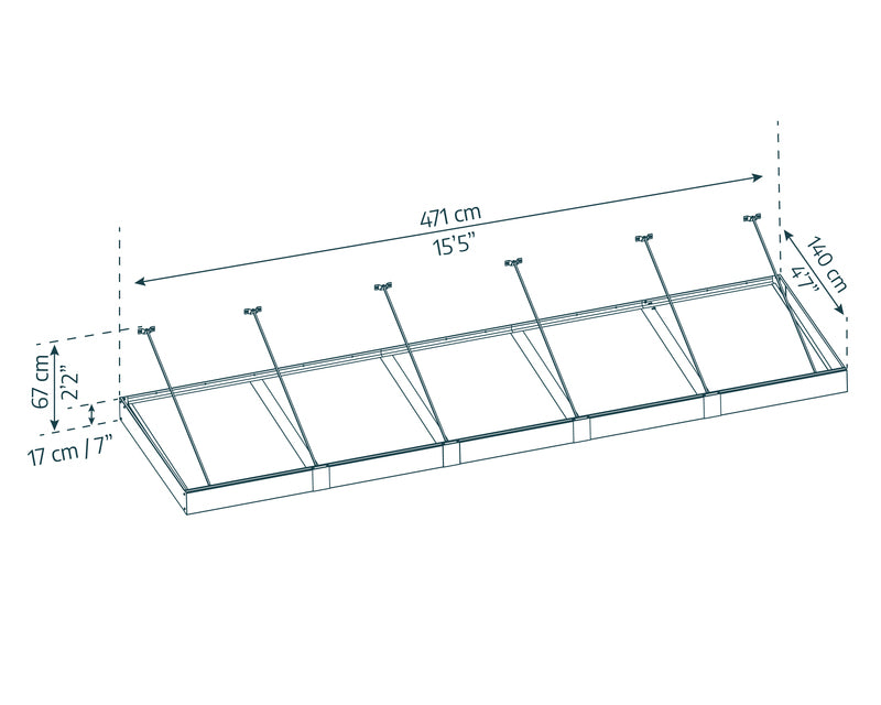 Detailed dimension schematic of the Canopia XL 5000 Awning, displaying its extended measurements.