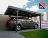 Side view of the Canopia Palma 5000 Carport showcasing HeatBlock technology with a parked car.