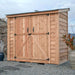 Cedar 8x4 SpaceSaver shed with double doors, shown from the main front view against a garden backdrop.