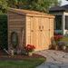 Cedar 8x4 SpaceSaver storage shed with double door, shown from a side angle in the yard.