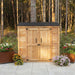Cedar-sided 6x3 Grand Garden Chalet shed with double doors and a peaked roof, shown from the front exterior.