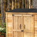 Close-up detail of the cedar siding on the Outdoor Living Today Grand Garden Chalet 6x3 garden shed.