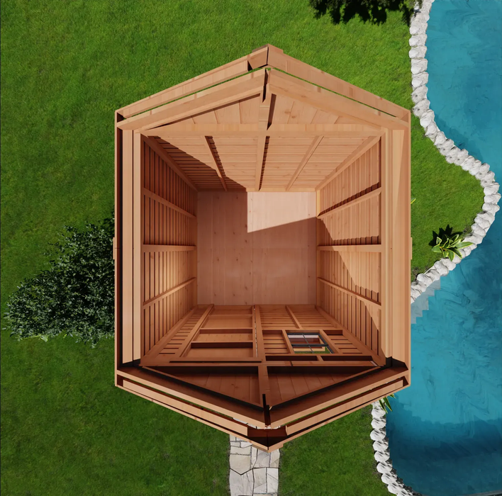 Close-up detail of the cedar Gardener Shed 8x8, showcasing wood grain and craftsmanship of the outdoor storage build.