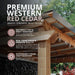 Close-up of the cedar grill gazebo's side door detail, showcasing the wood grain and hardware on the 8x5 model.
