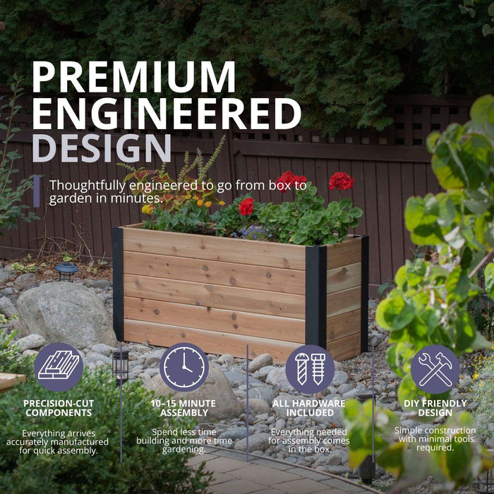 Close-up detail of the cedar wood joinery on the Outdoor Living Today Urban Raised Garden Bed, 4x1.5 size.