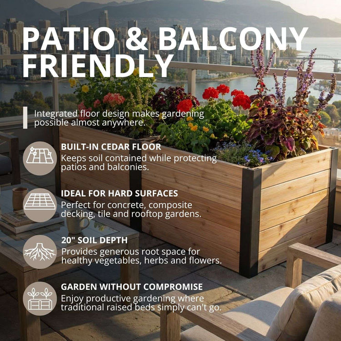Close-up detail of the cedar wood joinery on the Outdoor Living Today Urban 6x3 raised garden bed.