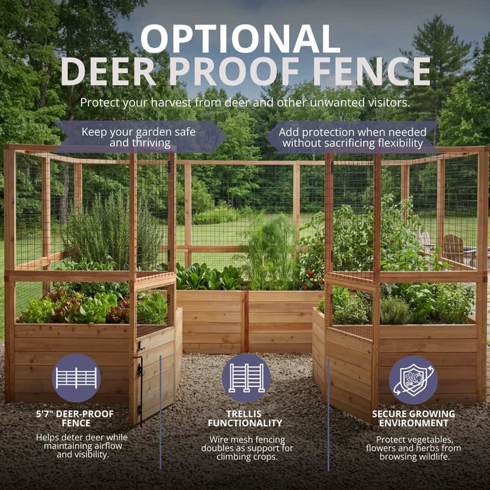 Cedar raised garden bed kit shown from a side angle, highlighting the 12x8 Garden in a Box wood panel construction.