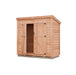 Cedar lean-to storage shed with a wood roof and open Z-brace double doors, the Outdoor Living Today SpaceSaver 8x4 on a white background