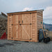 Cedar SpaceSaver 8x4 shed with double doors, showing close-up detail of the wood construction and hardware.