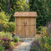 Close-up detail of the 6x6 cedar storage shed's wood grain and construction on the Maximizer model.