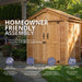 Cedar storage shed with double doors shown from a side angle, highlighting the SpaceMaster 6x4's compact design.