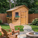 Close-up detail of the cedar wood paneling and craftsmanship on the Outdoor Living Today 8x8 Sunshed garden shed.