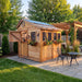 Close-up detail of the cedar Sunshed Garden Shed 8x8's wood grain and construction, showcasing quality craftsmanship.