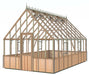 Image of a cedar Westminster structure, 10x18 feet, showcasing its durable wooden frame, large windows, and decorative features.