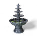 Elegant charcoal colored Monaco tiered fountain by Exaco, flowing water feature ideal for outdoor garden décor