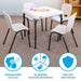 Lifetime Children's Stack Chair 13 Pack around activity table showing stain resistant surface, all-weather frame, and floor-protecting foot caps