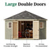 Little Cottage Co. Classic Five Corner Shed with large double doors measuring 72 inches high and 60 inches wide, braced for strength and pre-assembled