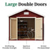 Classic Gable Shed 10x by Little Cottage Co. featuring 72-inch tall and 60-inch wide double doors, sturdy 2x4 bracing, and spacious pre-assembled entry