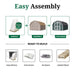 Step-by-step illustration showing how to unpack, assemble, and customize the Classic Gambrel Barn Shed, featuring ready-to-build kit contents including labeled wood, hardware, and instructions.