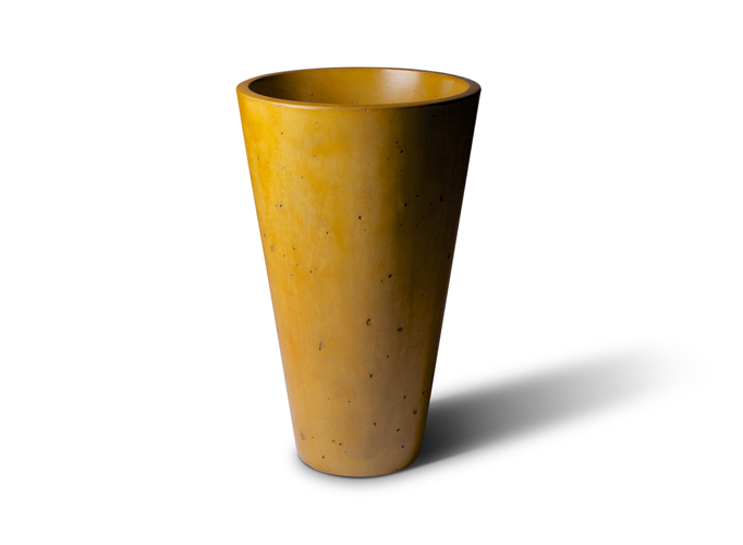 Slick Rock Classic Slim 36 in. tall tapered concrete planter in golden yellow