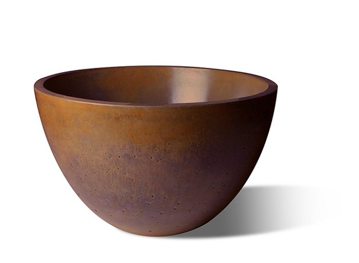 Slick Rock Classic Small Bowl 24 in. round concrete planter in mahogany brown