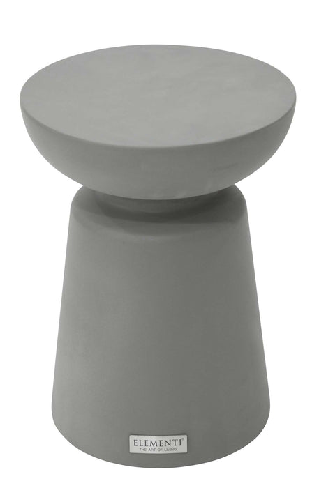 Close-up view of the Kylix Series space grey small side table highlighting its smooth texture and modern shape.