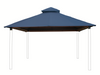 Cobalt blue OutDURA canopy installed on Riverstone ACACIA Gazebo Roof Framing and Mounting Kit with durable steel frame structure.
