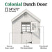 White Colonial Dutch Door with functional window, secure latch, and pre-assembled design for Little Cottage Co. greenhouse.