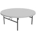 Commercial 72 inch round folding table by Lifetime with heavy duty steel frame, spacious surface and stable leg support for events