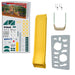 Playstar Contender Starter Build-It-Yourself playset kit featuring boxed components, yellow slide, gray climbing wall, and swing accessories for backyard fun.