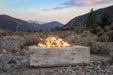 lit Rectangular Coronado Fire Pit Wood Grain GFRC Concrete - Ivory on the mountain