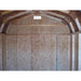 A detailed view of the interior roof and wall of a 6-foot gambrel barn.