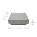 A diagram showing the precise dimensions of the Elementi Tevere Series Square Coffee Table in Space Grey.