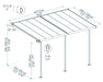 Detailed dimensions diagram for Canopia Sierra 7.5' x 15' Patio Cover - including height, width, and adjustable poles information.