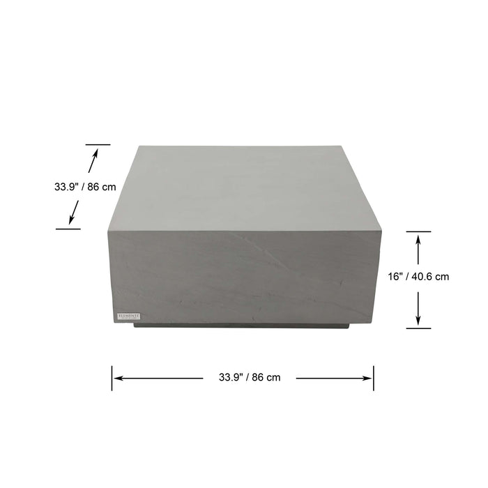 Showing dimensions of the Elementi Colorado Coffee Table Square Medium Space Gray